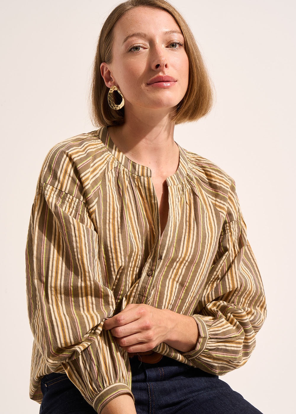 Blouse ample rayée à manches longues - Sud Express - 5 - Sud Express