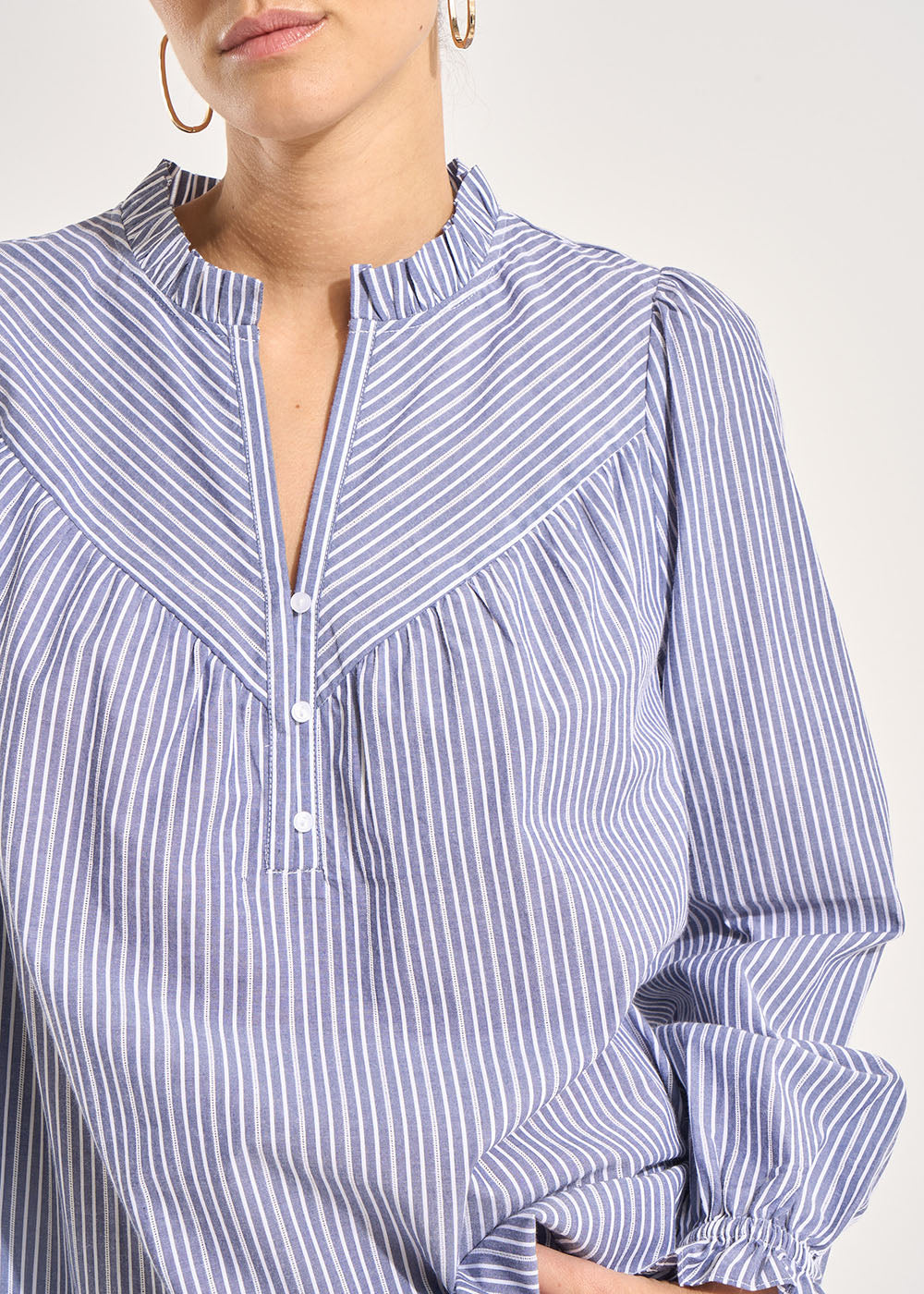 TONIMO Blouse ample rayée en coton avec encolure tunisienne - 2 - Sud Express - Sud Express