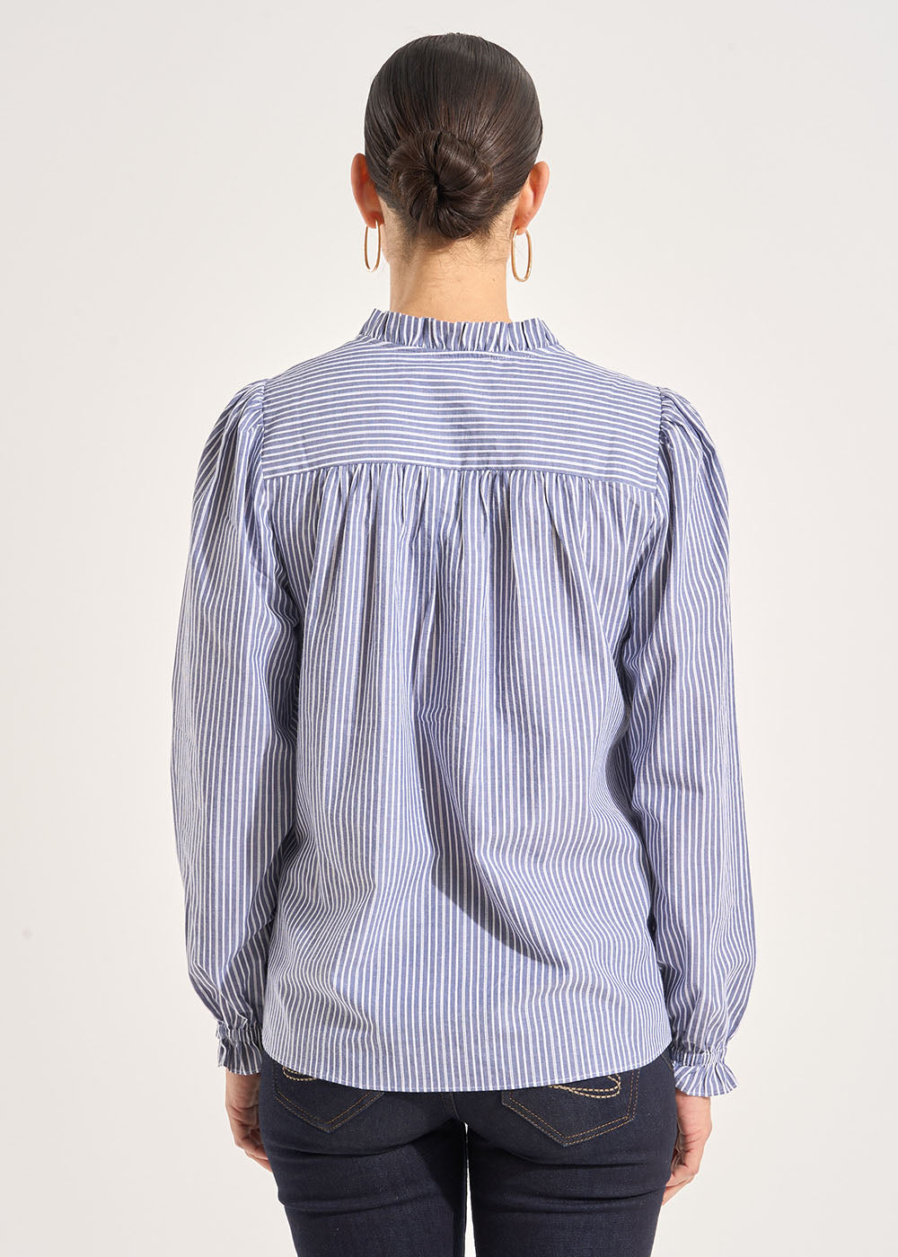 TONIMO Blouse ample rayée en coton avec encolure tunisienne - 3 - Sud Express - Sud Express