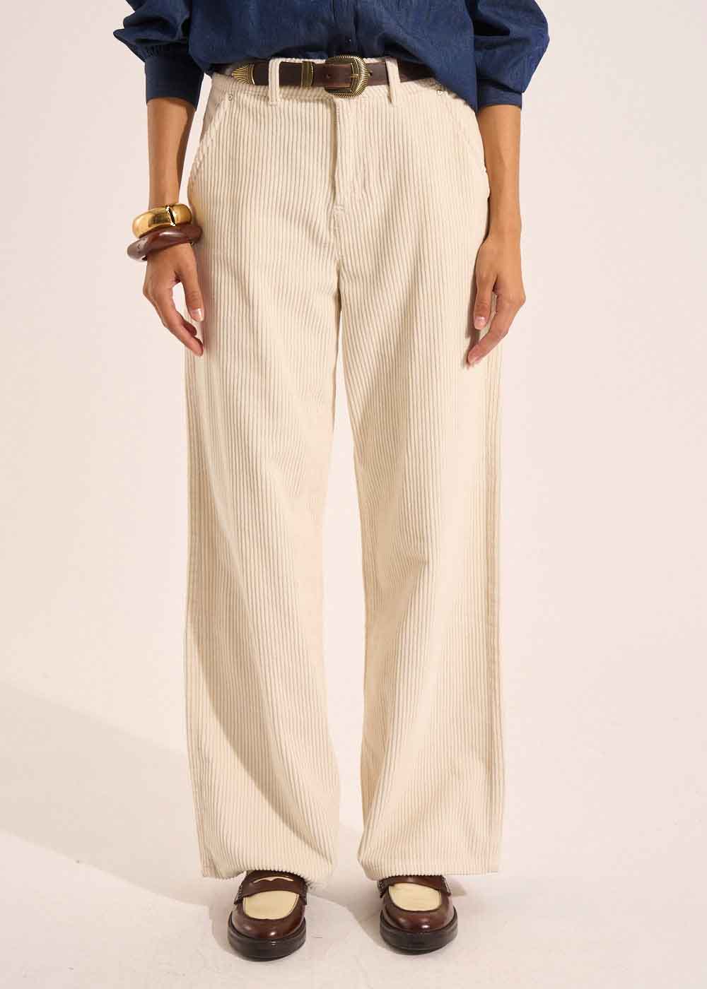 POMMI Pantalon large en velours de coton taille haute - 1 - Sud Express - Sud Express