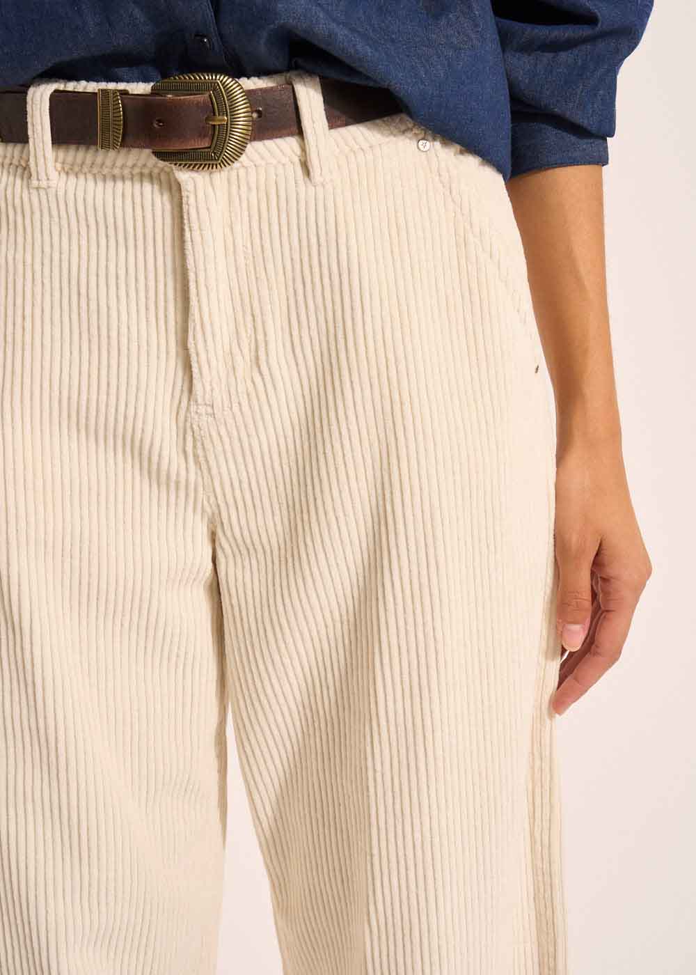 POMMI Pantalon large en velours de coton taille haute - 2 - Sud Express - Sud Express