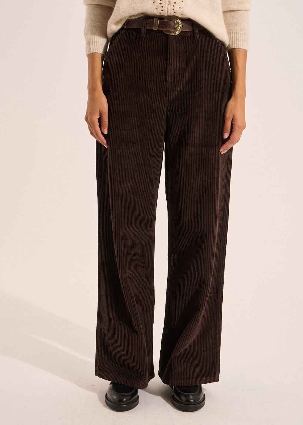 POMMI Pantalon large en velours de coton taille haute - 2 - Sud Express - Sud Express