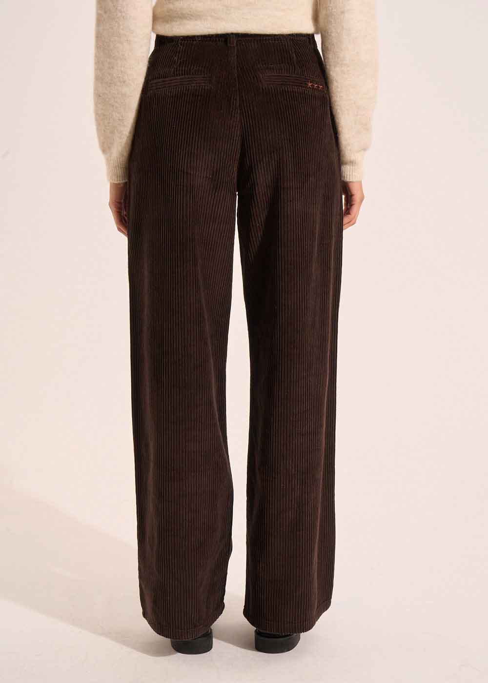 POMMI Pantalon large en velours de coton taille haute - 3 - Sud Express - Sud Express