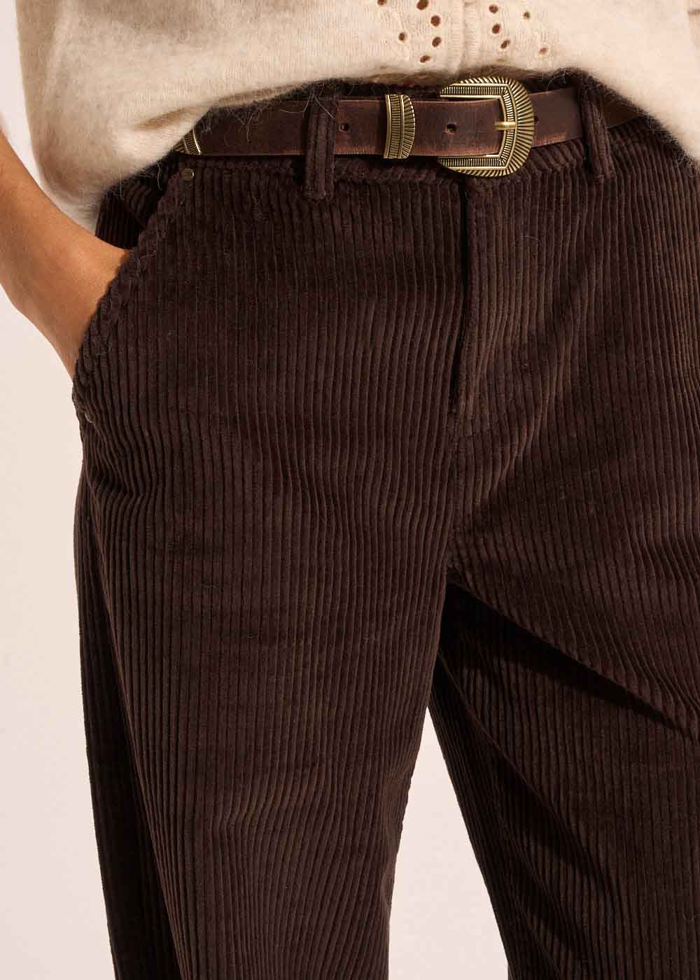 POMMI Pantalon large en velours de coton taille haute - 4 - Sud Express - Sud Express