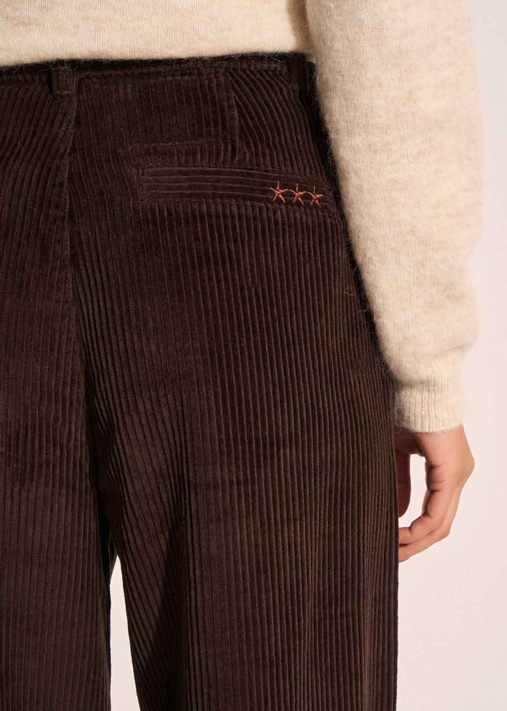 Pantalon large en velours de coton taille haute - Sud Express - 5 - Sud Express