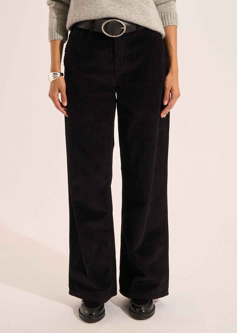 POMMI Pantalon large en velours de coton taille haute - 2 - Sud Express - Sud Express