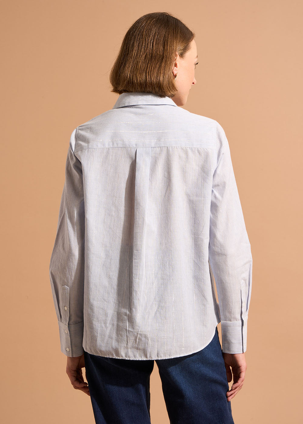 CORES Chemise cintrée en coton à rayures ciel et fil lurex - 3 - Sud Express - Sud Express