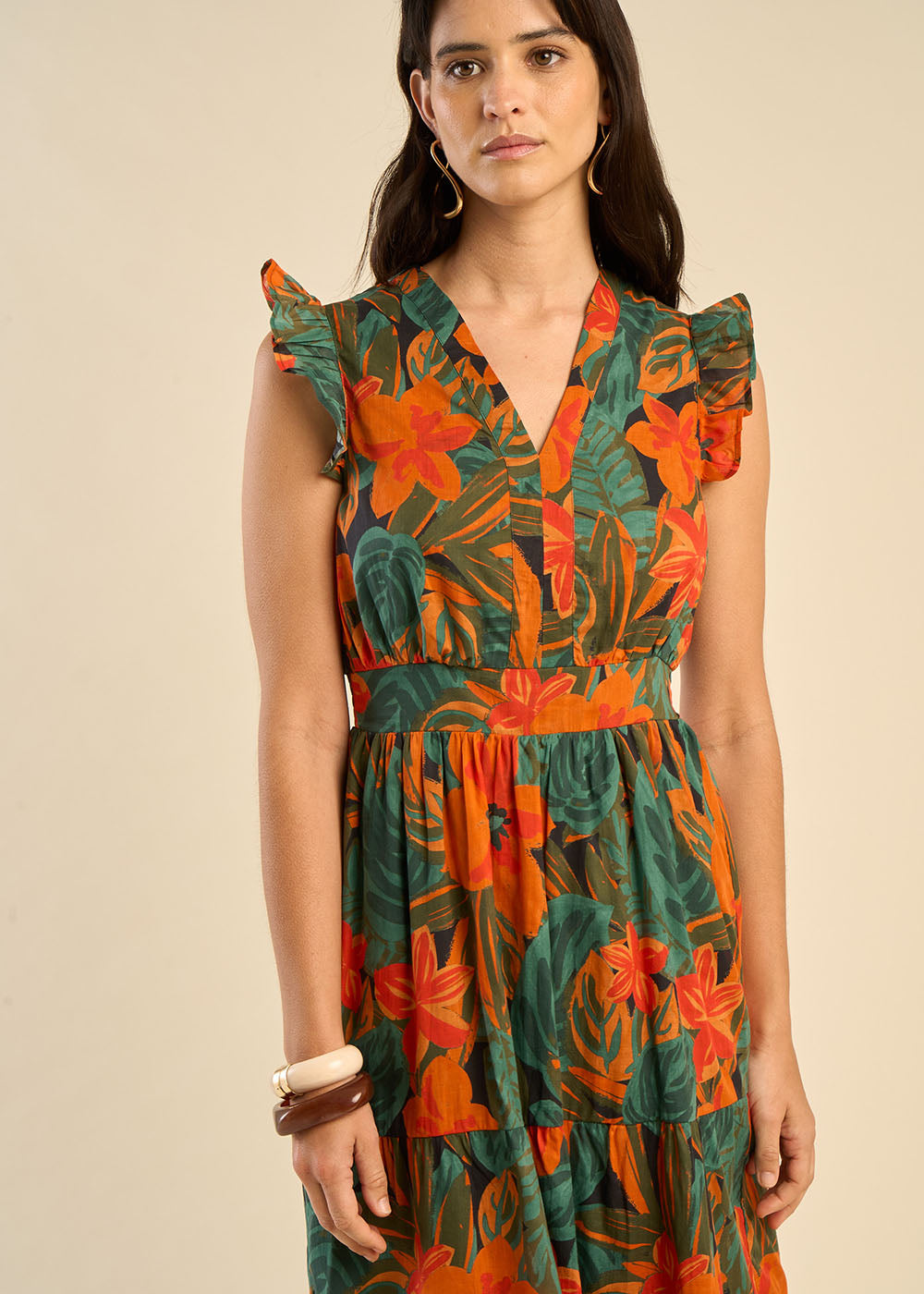 Robe longue imprimée végétal - Sud Express - 4 - Sud Express