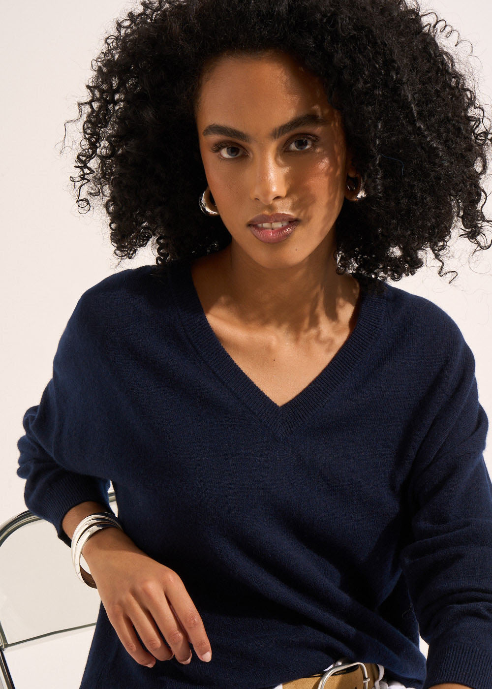 MAPOUPYNOU Pull col V en cachemire à manches longues - 1 - Sud Express - Sud Express