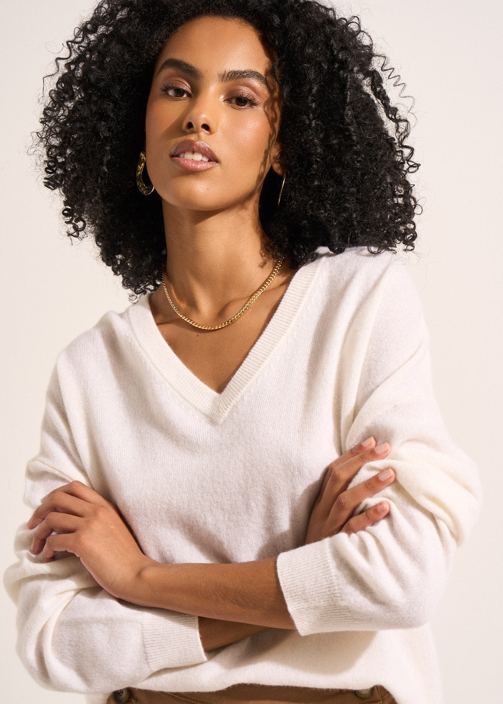 MAPOUPYNOU Pull col V en cachemire à manches longues - 1 - Sud Express - Sud Express