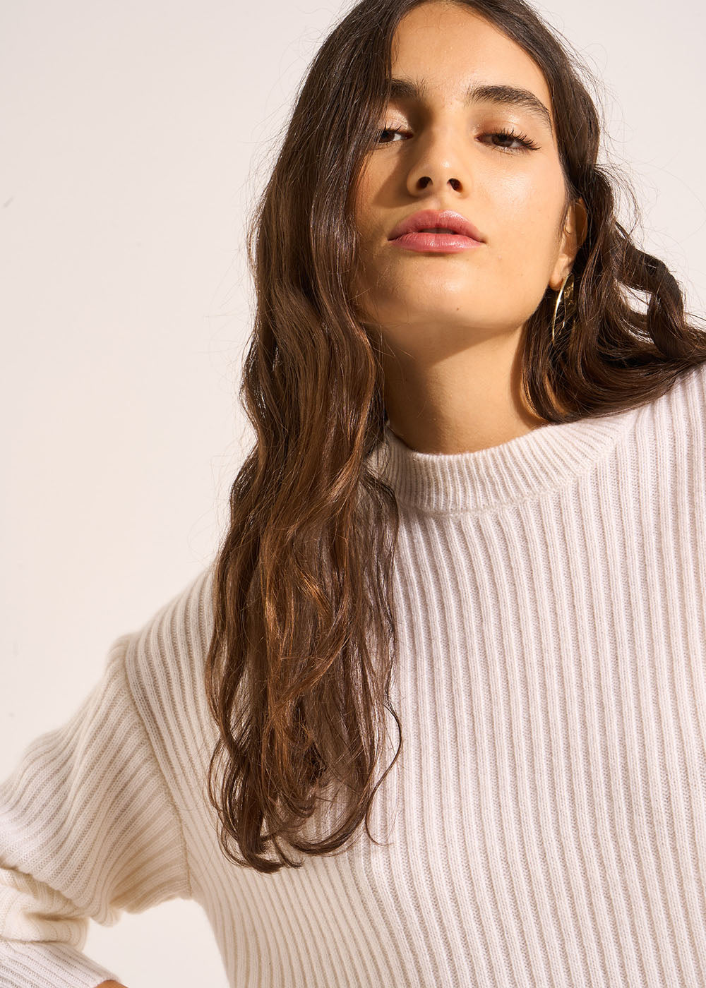 MELISANE Pull col rond côtelé en cachemire - 2 - Sud Express - Sud Express