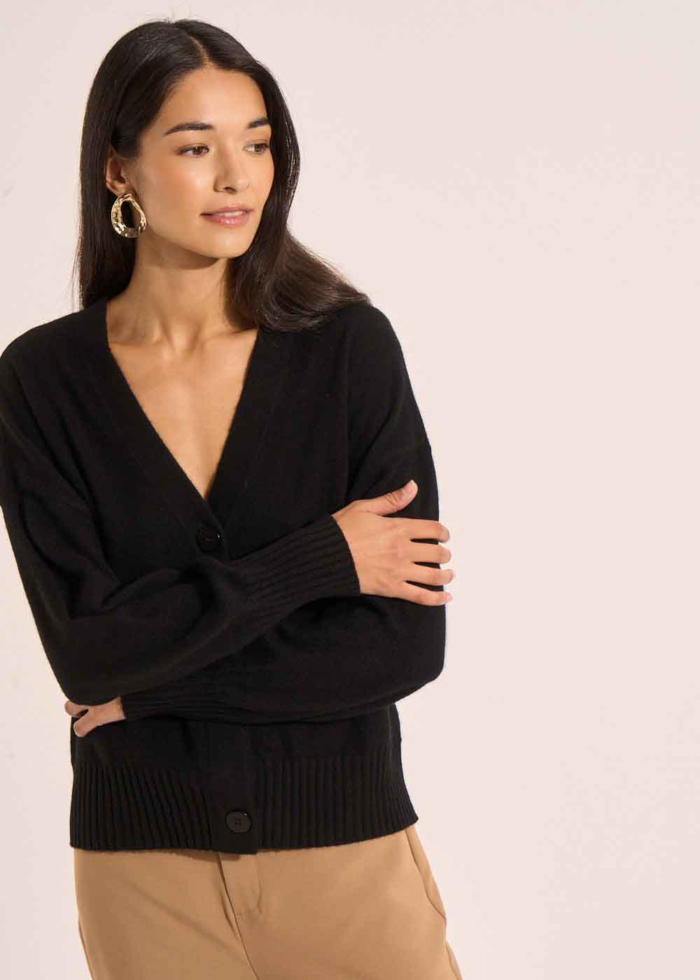 Gilet ample avec col V en cachemire - Sud Express - 5 - Sud Express