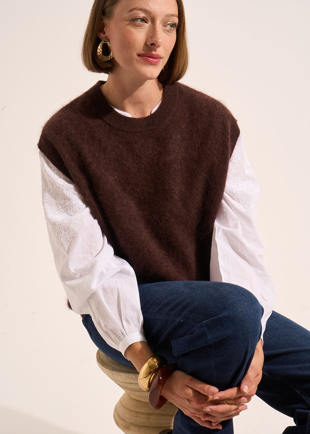 MARTHE Pull ample sans manches à col rond - 1 - Sud Express - Sud Express