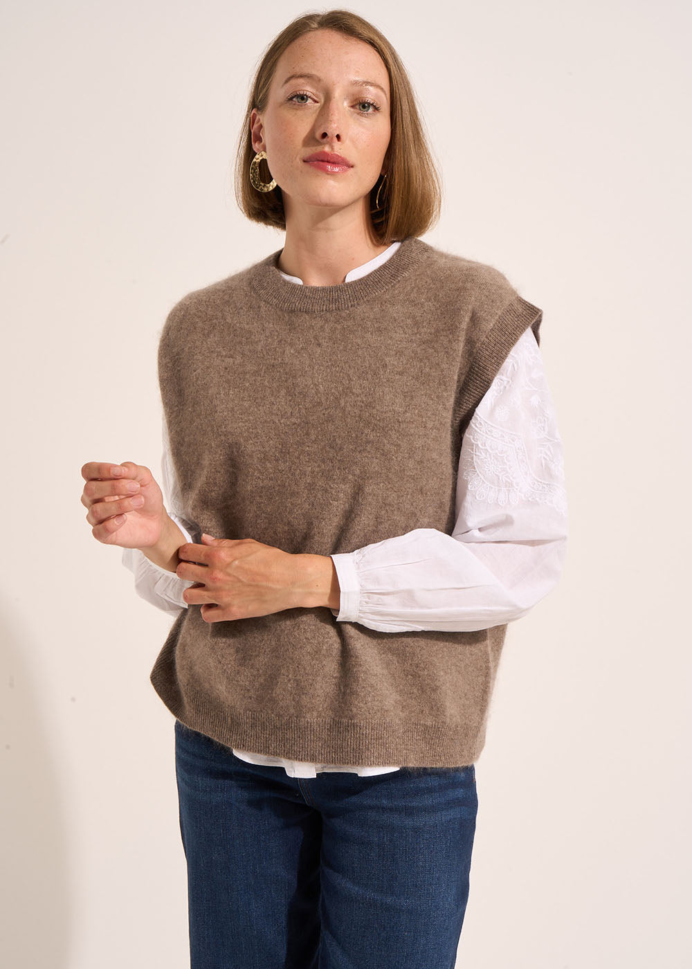 MARTHE Pull ample sans manches à col rond - 1 - Sud Express - Sud Express