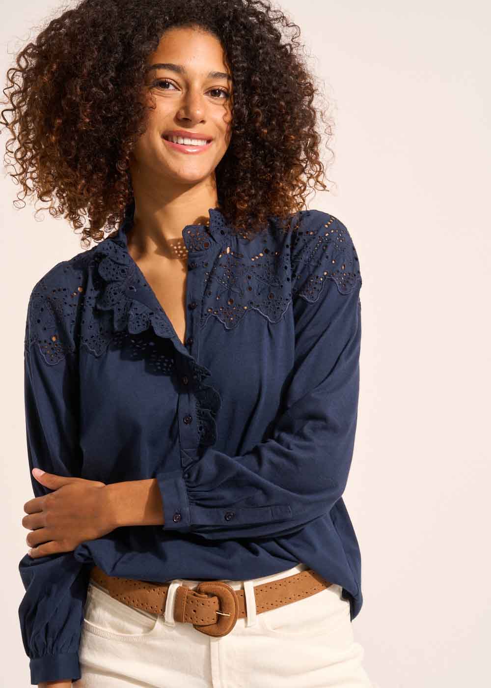 TASHIA Top en jersey détails brodés - 1 - Sud Express - Sud Express