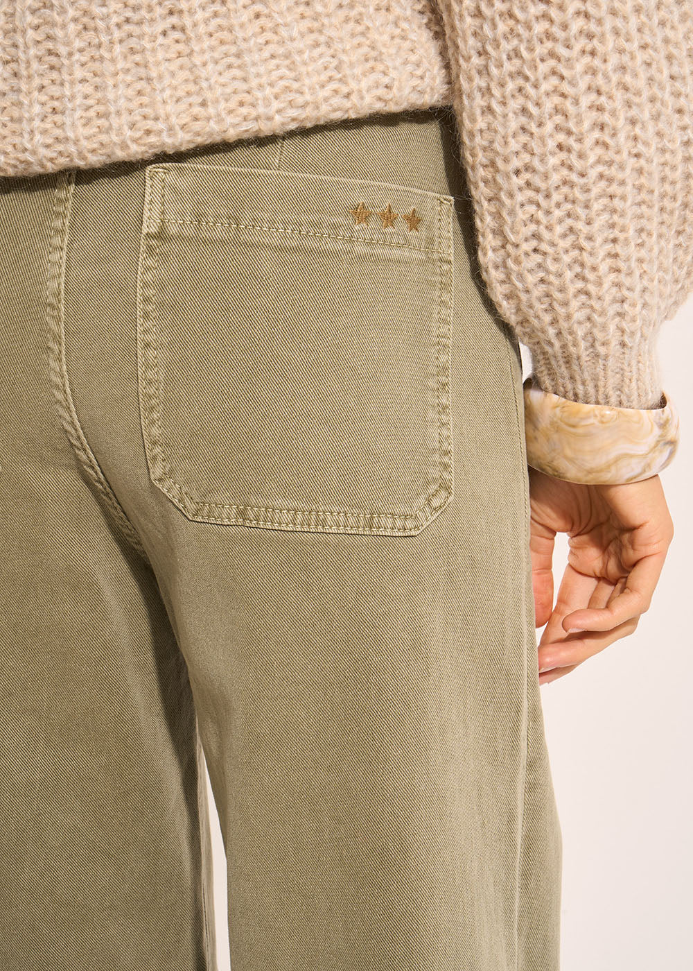 Pantalon coupe large en coton taille haute - Sud Express - 5 - Sud Express