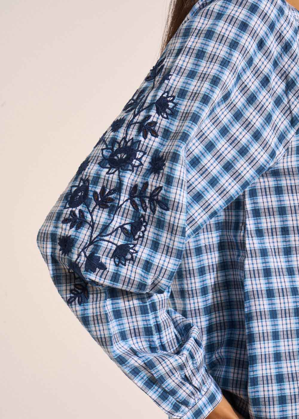 COLIVIE Blouse à carreaux brodée - 2 - Sud Express - Sud Express