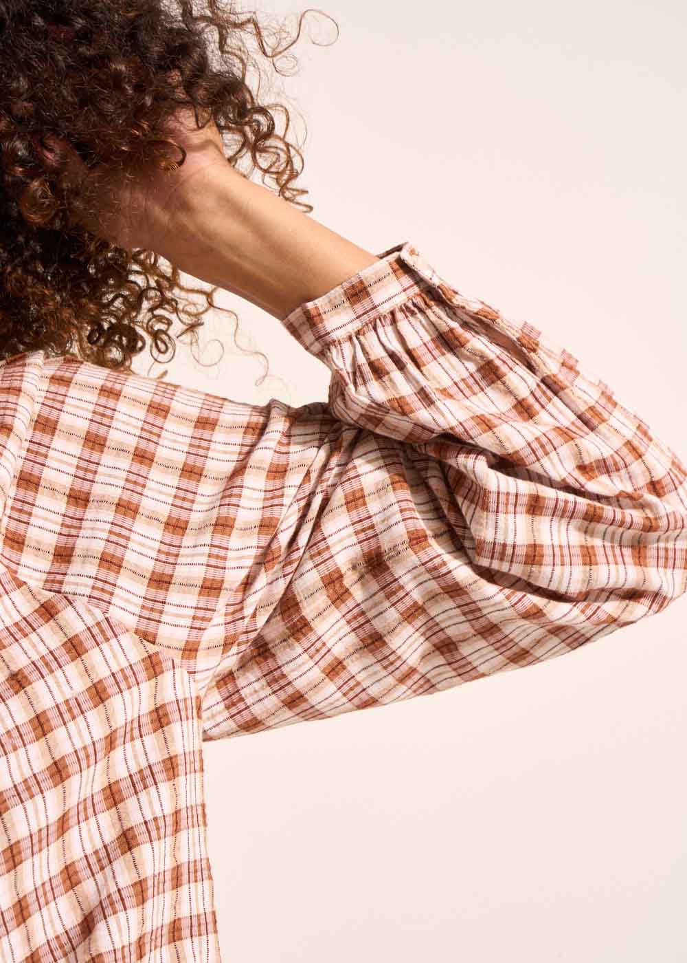 Blouse à carreaux brodée - Sud Express - 6 - Sud Express