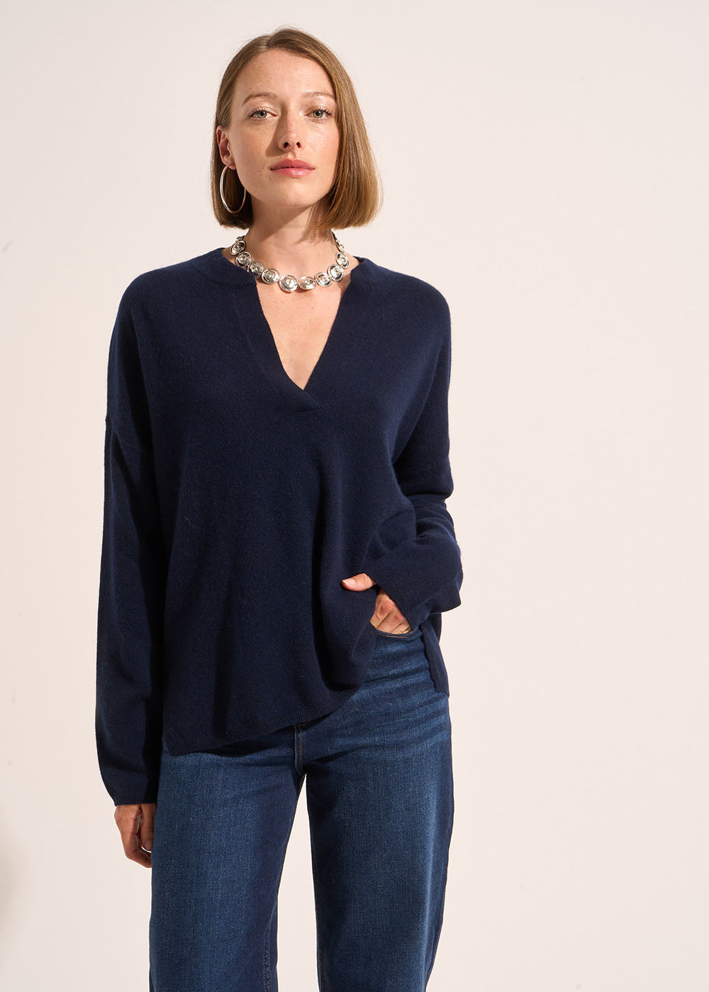 Pull ample en cachemire avec un col tunisien - Sud Express - 5 - Sud Express