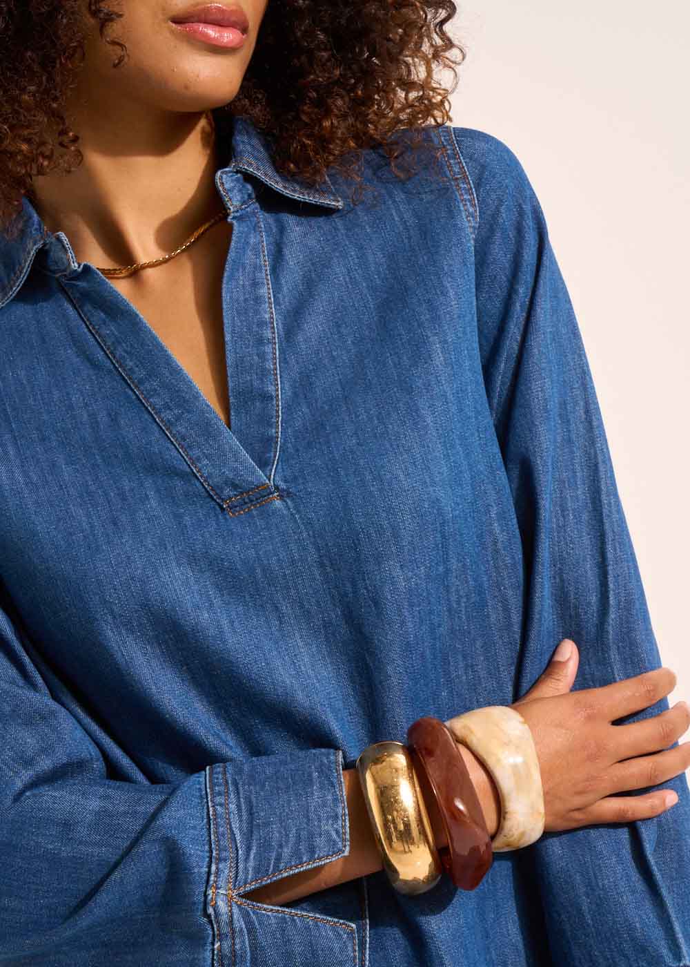 RALAIA Robe trapèze col tunisien - 2 - Sud Express - Sud Express