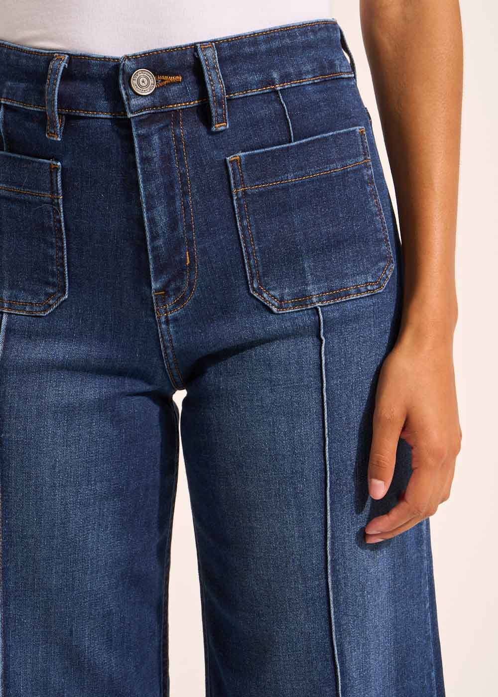 LYLOU Jean flare taille haute pli nervuré - 2 - Sud Express - Sud Express