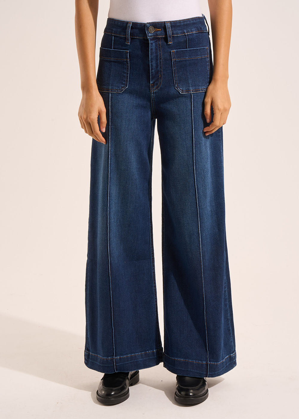 LYLOU Jean flare taille haute pli nervuré - 2 - Sud Express - Sud Express