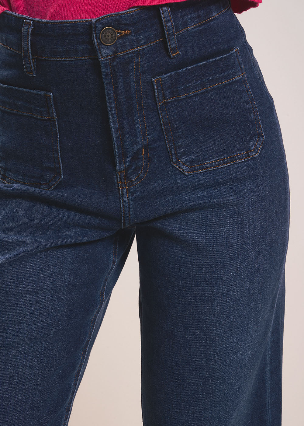 STACY  Jean à jambes larges avec revers et taille haute - 2 - Sud Express - Sud Express