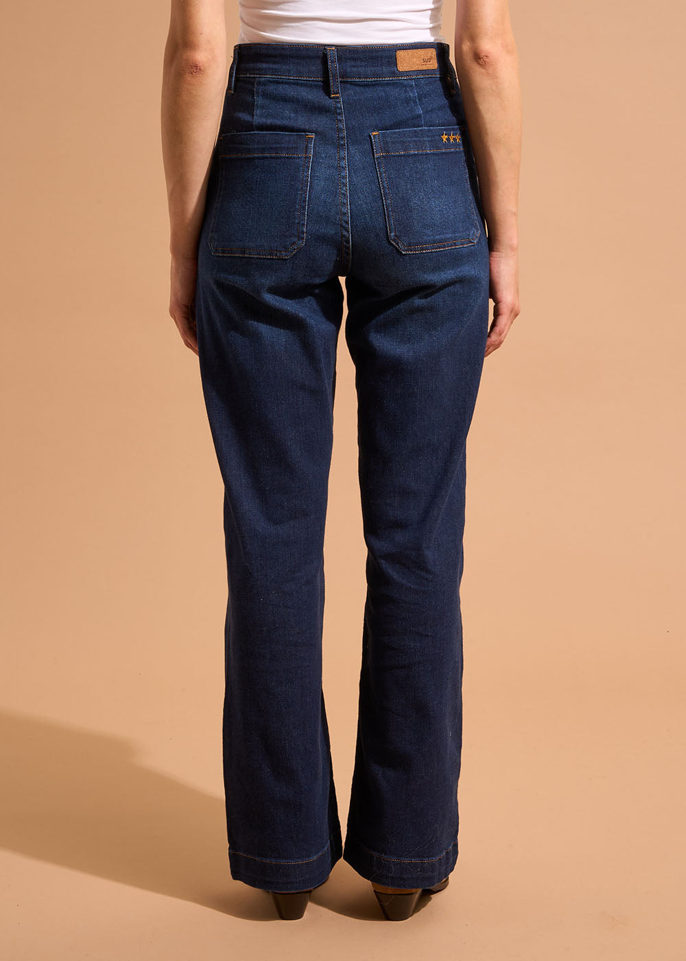 Jean à jambes larges avec revers et taille haute - Sud Express - 3 - Sud Express