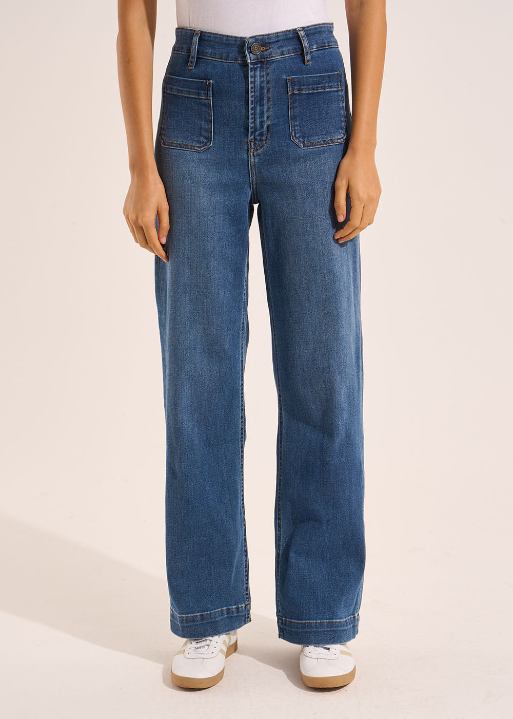 STACY MEDIUM STONE Jean à jambes larges avec revers et taille haute - 2 - Sud Express - Sud Express