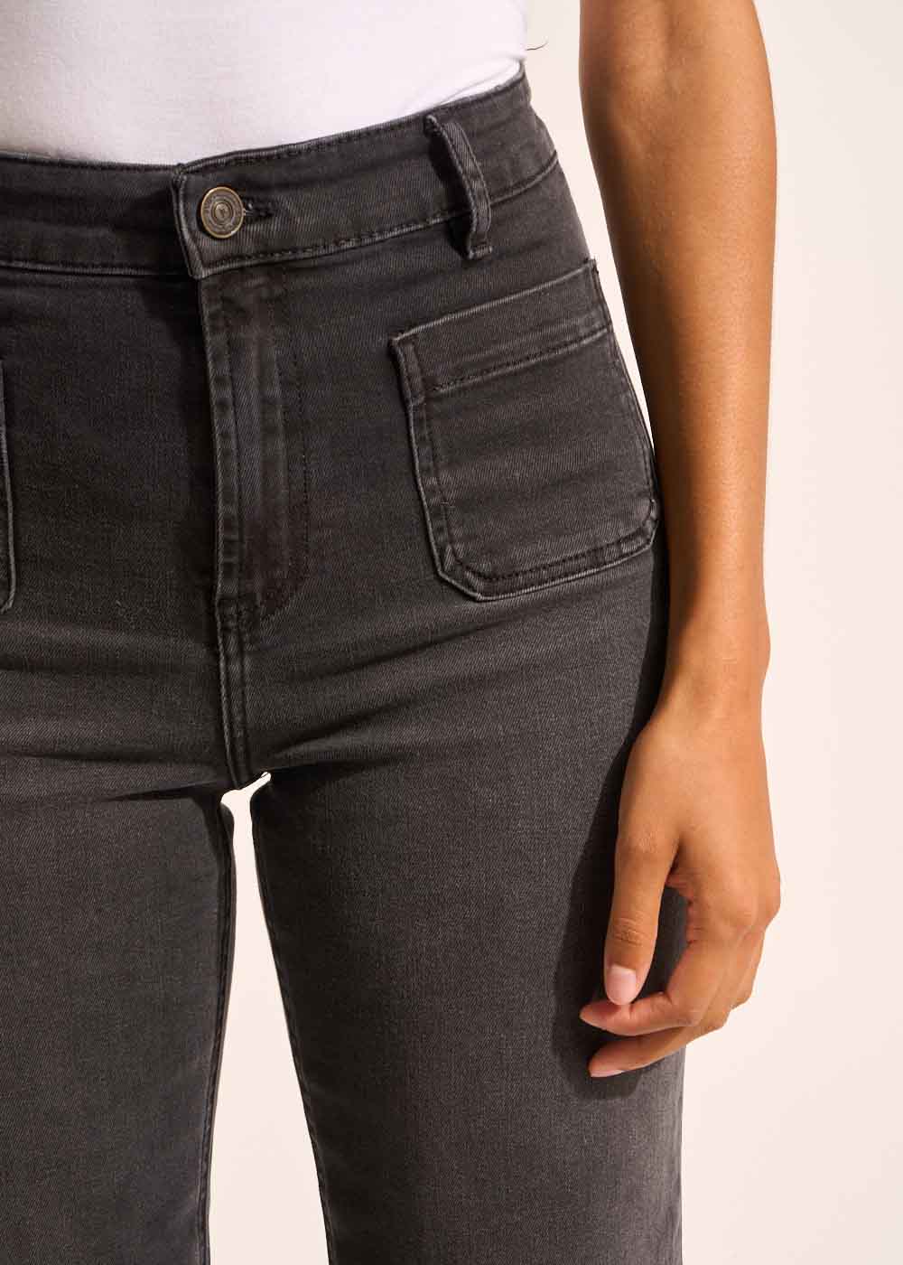 STACY BLACK STONE Jean à jambes larges avec revers et taille haute - 2 - Sud Express - Sud Express