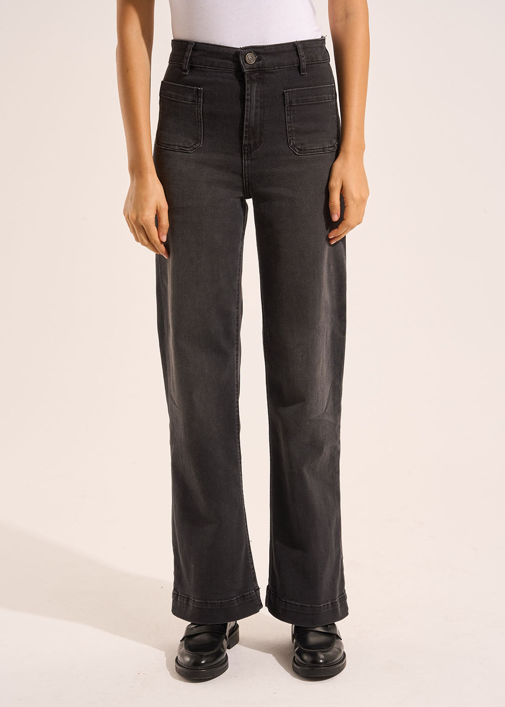 STACY BLACK STONE Jean à jambes larges avec revers et taille haute - 2 - Sud Express - Sud Express
