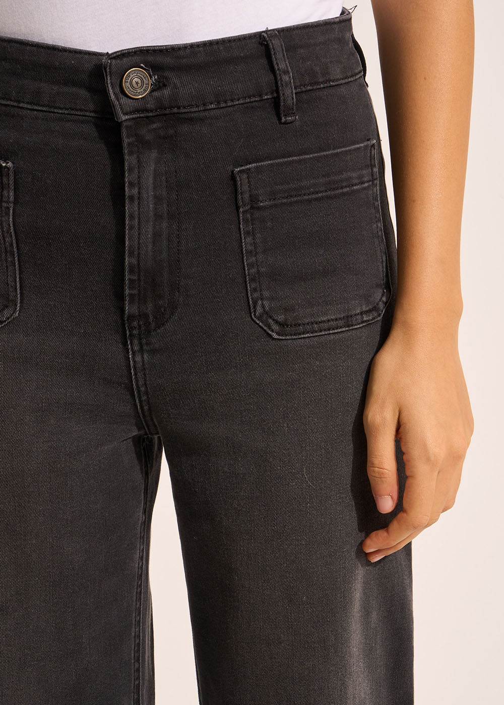 STACY BLACK STONE Jean à jambes larges avec revers et taille haute - 4 - Sud Express - Sud Express