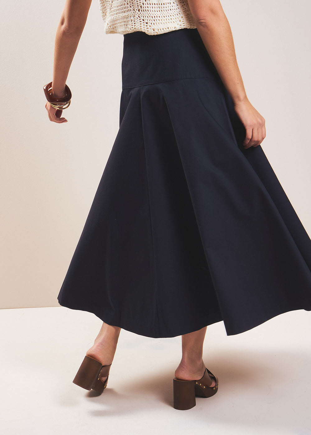 JULIETTE Jupe midi évasée avec des boutons dorés - 3 - Sud Express - Sud Express