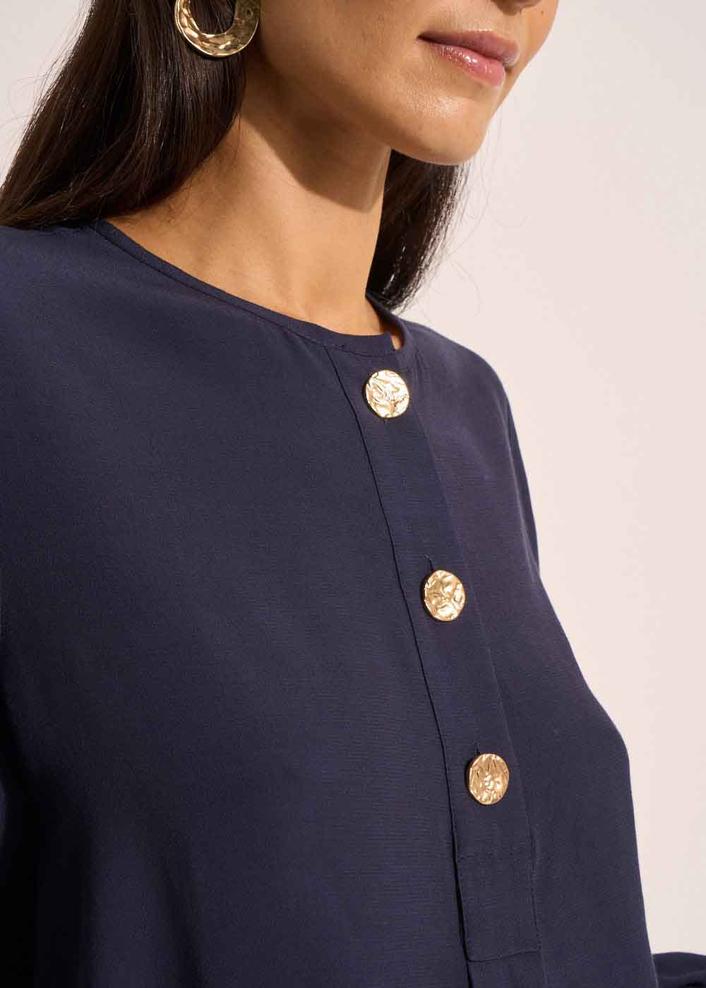 TAZELIE Blouse avec manches longues bouffantes et col rond - 2 - Sud Express - Sud Express