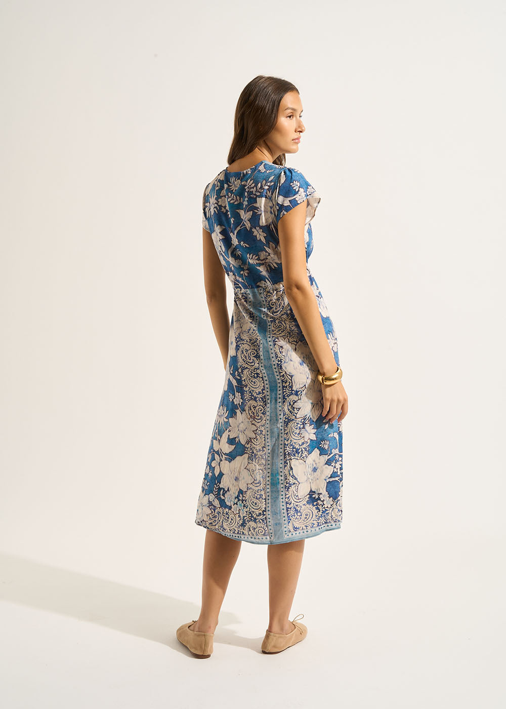 Robe longue imprimée avec lien à nouer - Sud Express - 3 - Sud Express