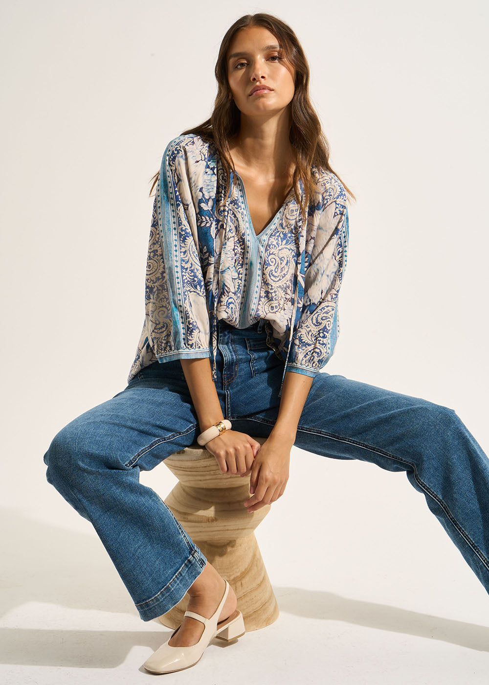 Blouse ample imprimée à manches légèrement bouffantes - Sud Express - 4 - Sud Express