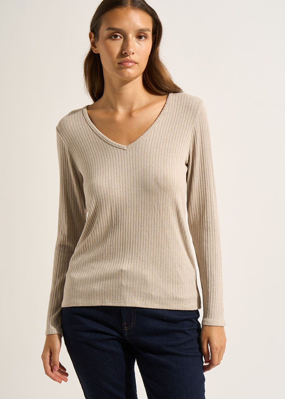 T-shirt à col V manches longues - Sud Express - 1 - Sud Express