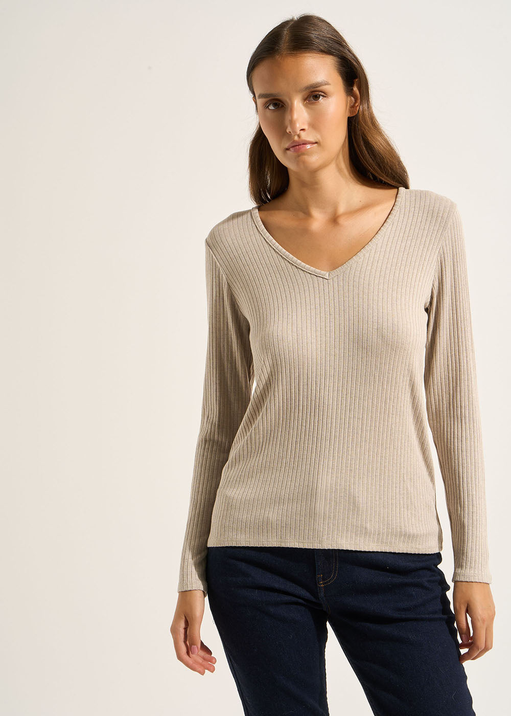 T-shirt à col V manches longues - Sud Express - 5 - Sud Express