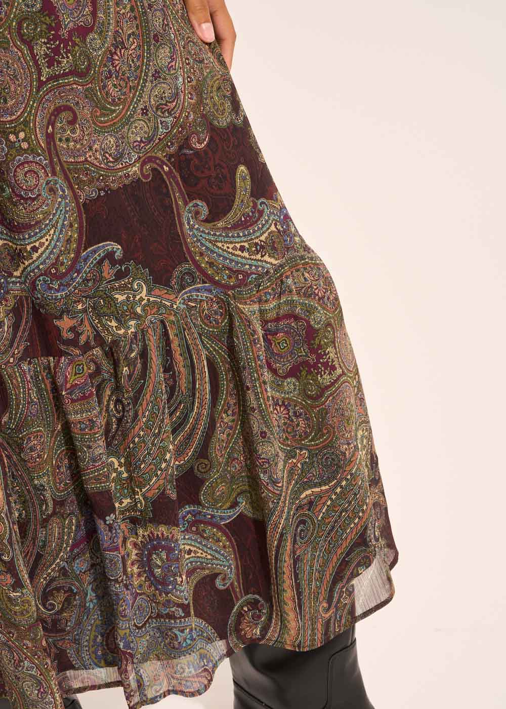 Robe longue à imprimé avec des manches longues bouffantes - Sud Express - 6 - Sud Express