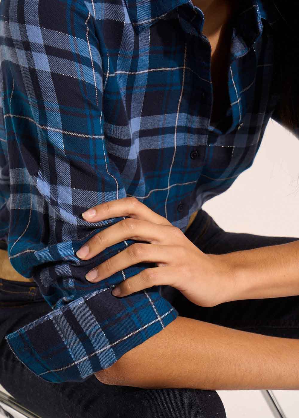 CONSTINA Chemise à carreaux en coton  et fibre métallisée - 4 - Sud Express - Sud Express