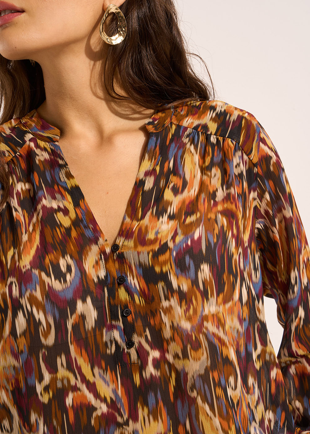 TILOYA Blouse ample à manches longues imprimé multicolore - 2 - Sud Express - Sud Express