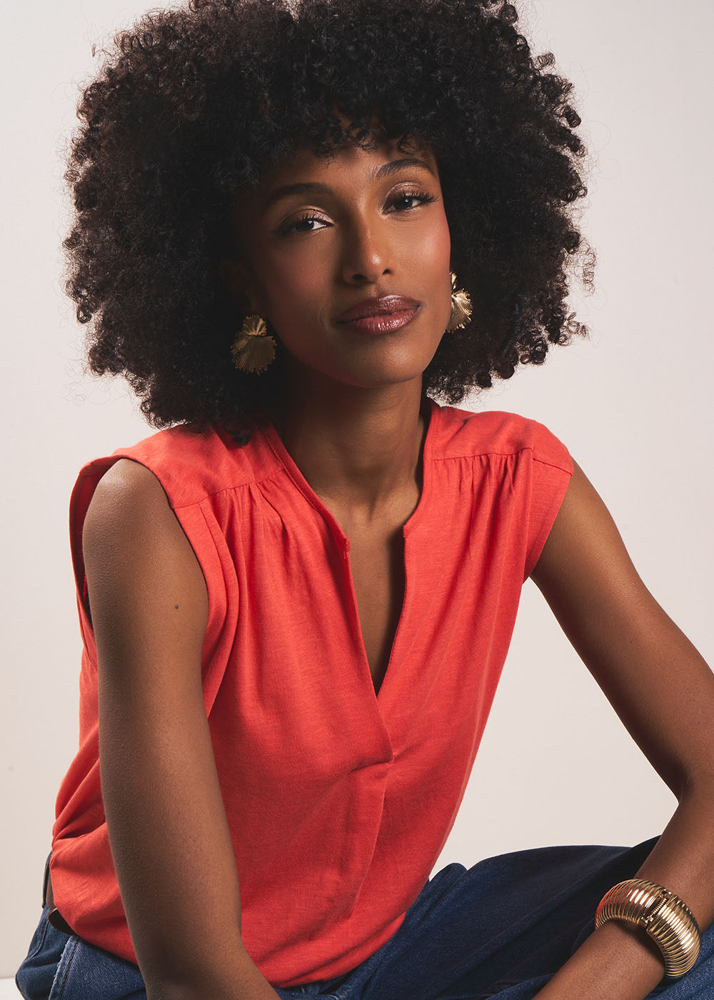 THIERRA Débardeur fluide à décolleté V et jeu de fronces - 1 - Sud Express - Sud Express