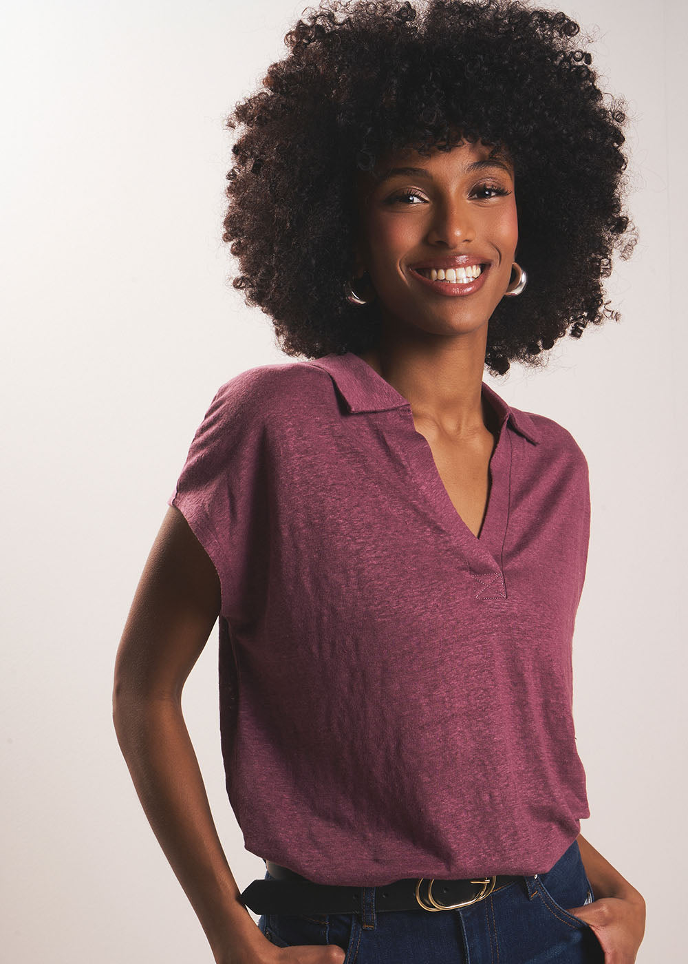 TESSALY T-shirt à col chemise - 1 - Sud Express - Sud Express