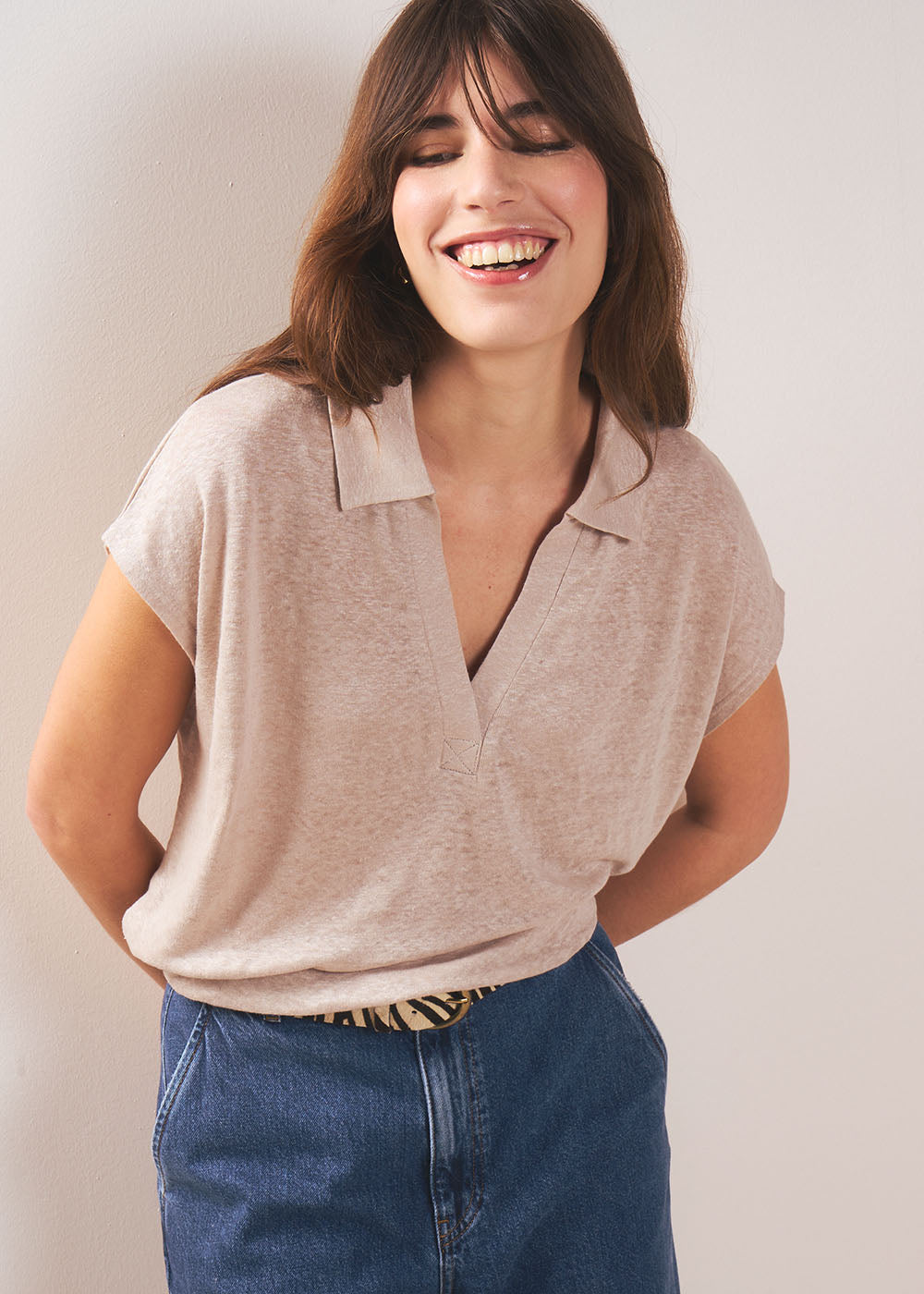 TESSALY T-shirt à col chemise - 1 - Sud Express - Sud Express