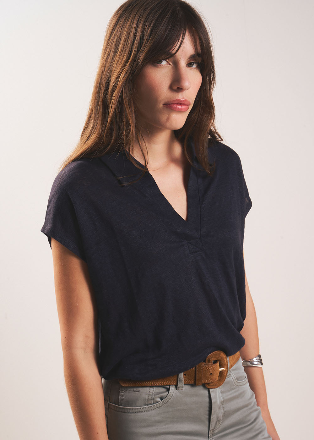 TESSALY T-shirt à col chemise - 1 - Sud Express - Sud Express