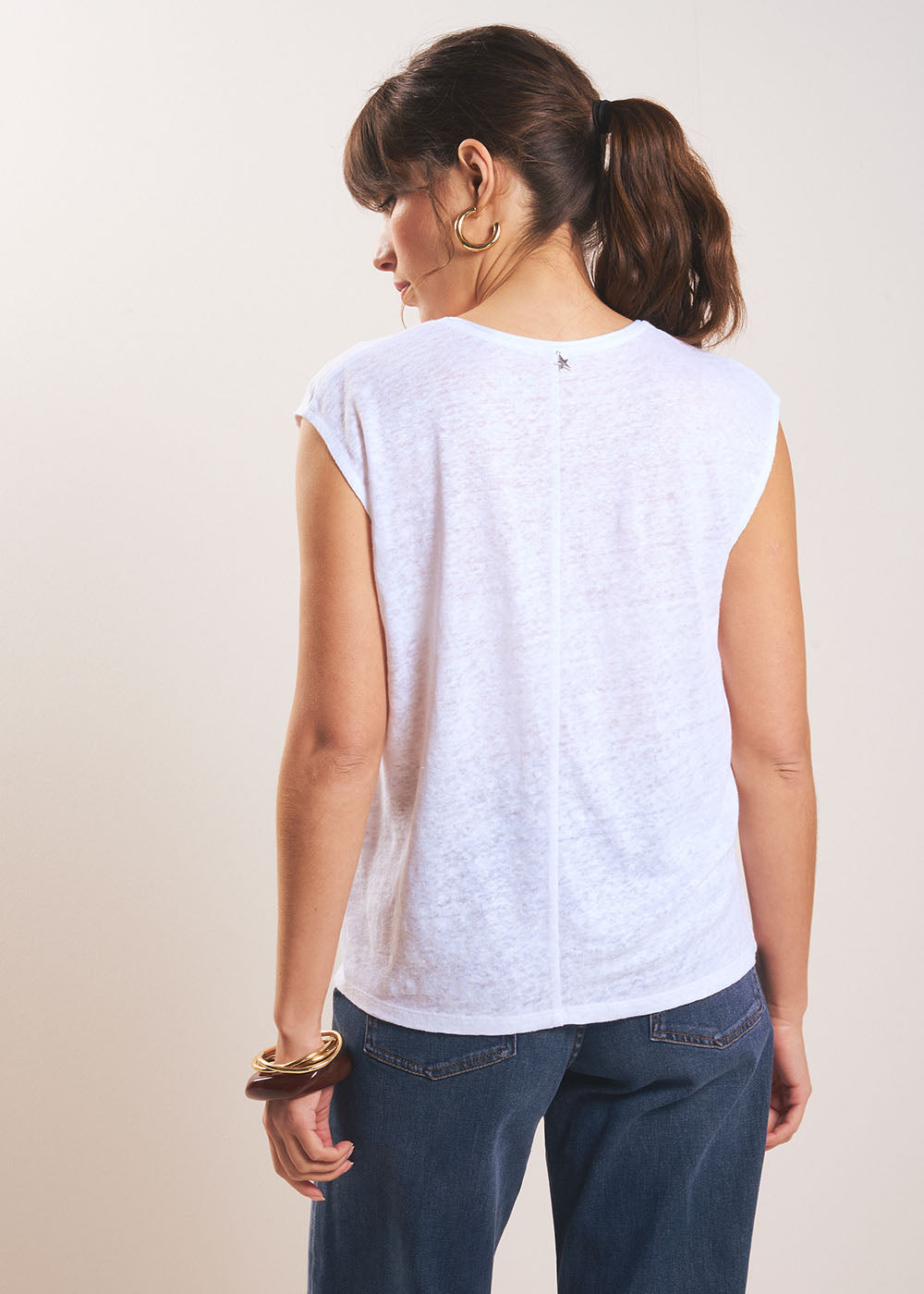 DARIALY Débardeur en lin col V - 3 - Sud Express - Sud Express