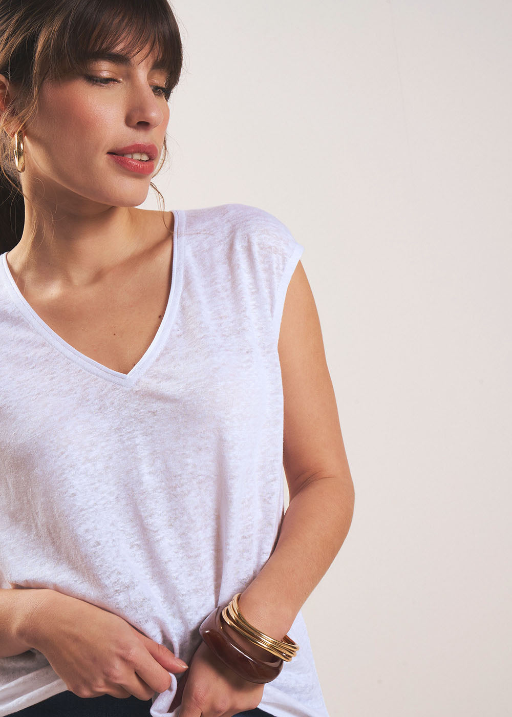 DARIALY Débardeur en lin col V - 4 - Sud Express - Sud Express