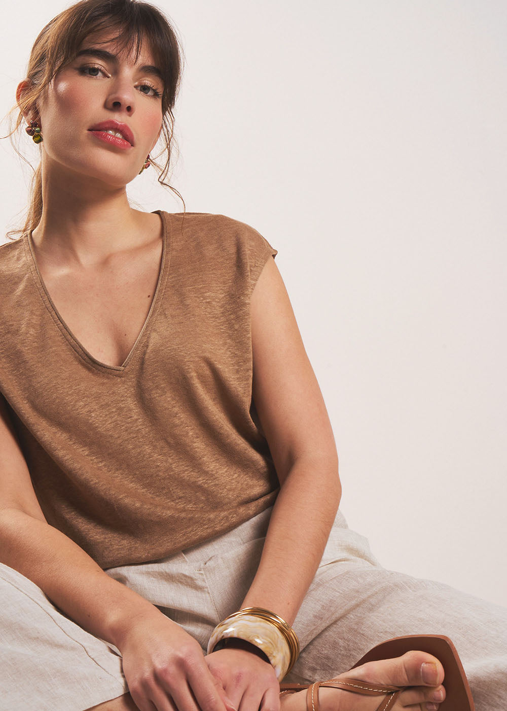 DARIALY Débardeur en lin col V - 4 - Sud Express - Sud Express