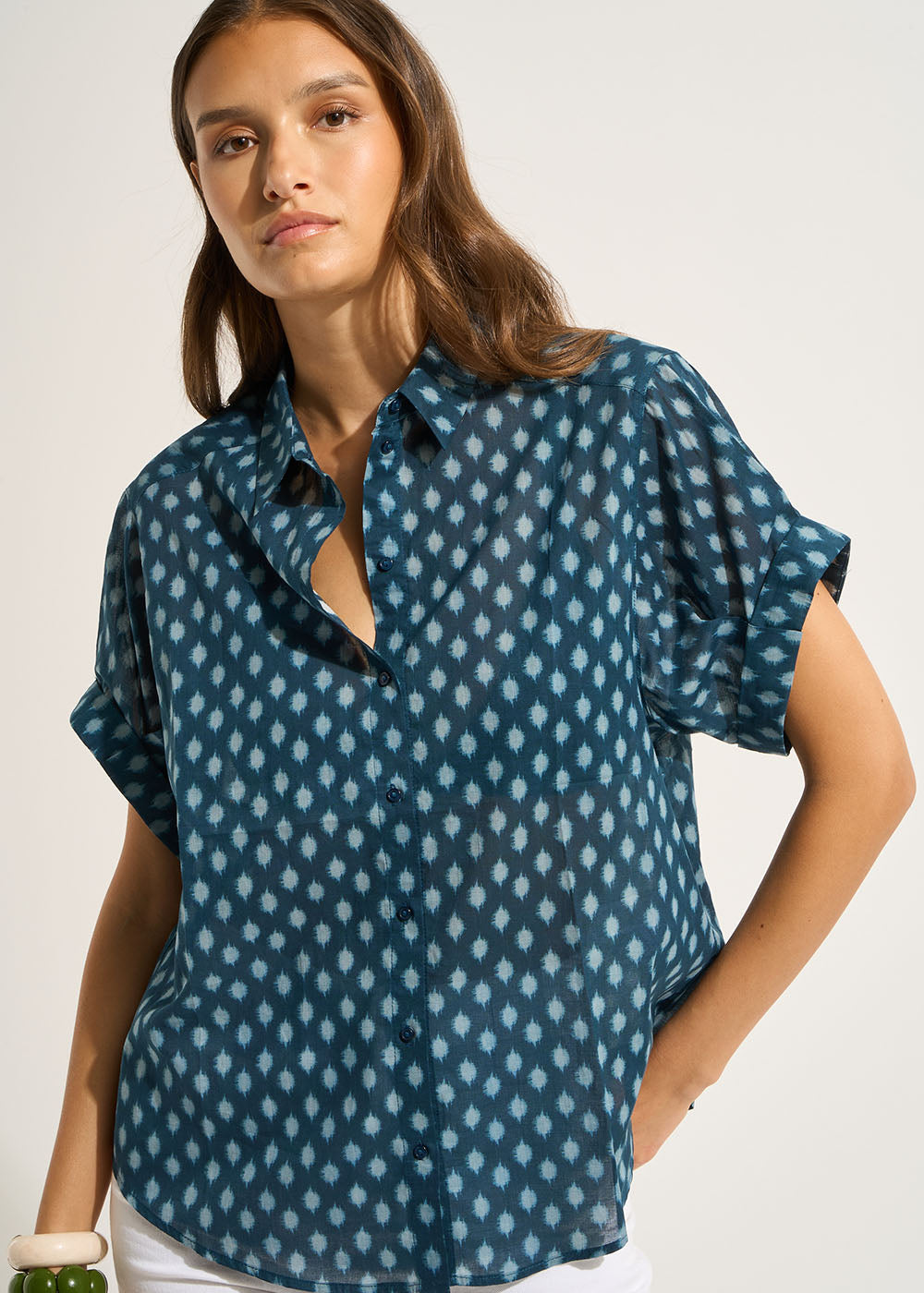 Chemise imprimée en coton à manches courtes - Sud Express - 4 - Sud Express