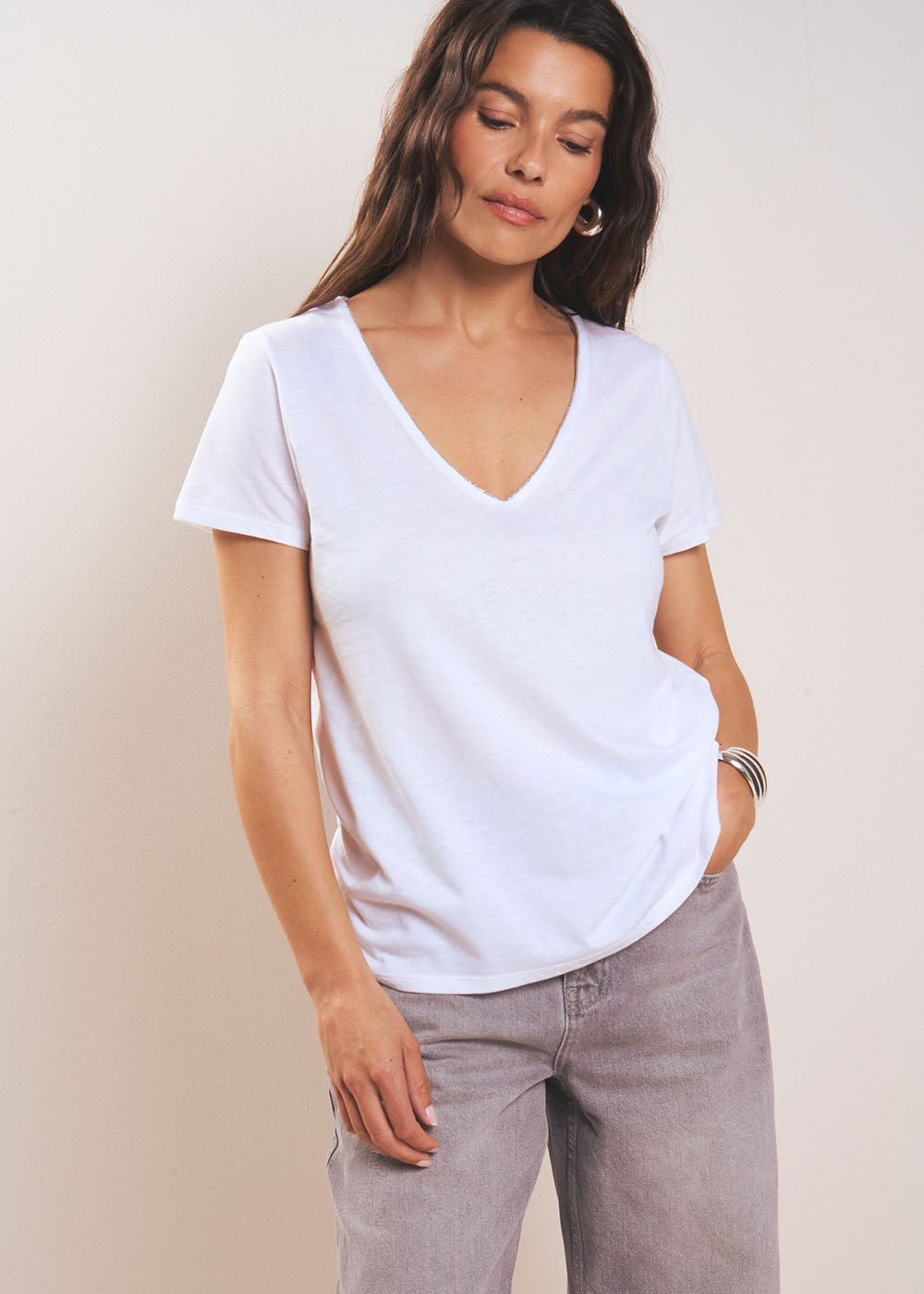 TASHY T-shirt col V - 1 - Sud Express - Sud Express